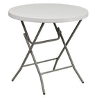Flash Furniture 32" Round Granite Plastic Folding Table, White-Ready To Use Commercial Table