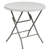 Flash Furniture 32" Round Granite Plastic Folding Table, White-Ready To Use Commercial Table