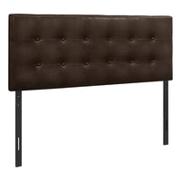 Monarch Specialties 6000F Full Size Headboard - Brown Leather-Look-Button-tufted upholstered headboard in a brown leather-look fabric