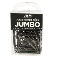 JAM Paper Coloured Jumbo Paper Clips, Large, Grey, 75 Pack (21830628)-Jumbo: 2"