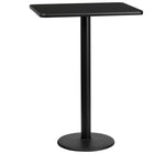 Flash Furniture 24" x 30" Rectangular Black Laminate Table Top with 18" Round Bar Height Table Base-Bar Height Hospitality Table