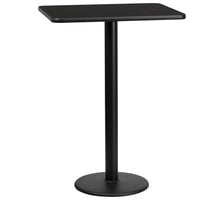 Flash Furniture 24" x 30" Rectangular Black Laminate Table Top with 18" Round Bar Height Table Base-Bar Height Hospitality Table