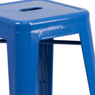 Flash Furniture 24" High Backless Blue Metal Indoor-Outdoor Counter Height Stool with Square Seat-Stacks 4 to 8 High
