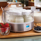 Euro Cuisine YM650 Digital Yogurt Maker with 15 Hour Timer + 7 x 6 oz Jars with Date Lid, Stainless Steel-Clear lid allows for viewing of cooking process