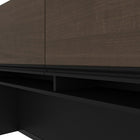 Bestar Connexion Hutch for Credenza Desk, Antigua & Black-The doors are fitted with strong lift up hardware