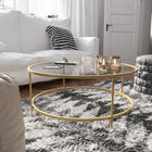Flash Furniture Astoria Collection Glass Coffee Table with Matte Gold Frame-Round Base