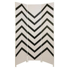 kieragrace Stockholm Danielsson Room Divider - 47” x 71”, Three Panel, White with Black Zigzag-Measures 47” x 71” with two-way hinges