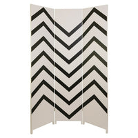 kieragrace Stockholm Danielsson Room Divider - 47” x 71”, Three Panel, White with Black Zigzag-Measures 47” x 71” with two-way hinges