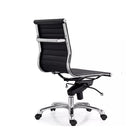 Plata Import Antoni Office Chair Leather Upholstery Low Back Armless Metal Frame - Black-Seat 20" W x 18 " D; Back 19.75-17.5" H