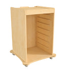 Flash Furniture Bright Beginnings Commercial Space Saving Wooden Mobile STEAM Wall Accessory Board Storage Cart - Natural-Holds up to 8 Wall Accessory Boards