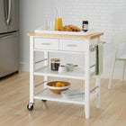TRINITY Kitchen Cart with Drawers & Tray, White (TBFLWH-1404)-1 Serving tray