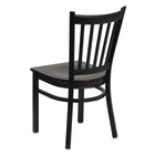 Flash Furniture HERCULES Series Black Vertical Back Metal Restaurant Chair - Mahogany Wood Seat-Mahogany Finished Wood Seat