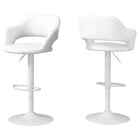 Monarch Specialties 2382 Barstool - White/White Metal Hydraulic Lift-Against the home bar or counter, this counter height bar stool will be the new favorite seating spot every day of the week