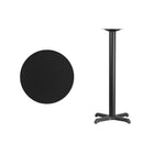 Flash Furniture 24" Round Black Laminate Table Top with 22" x 22" Bar Height Table Base-Black Laminate Top