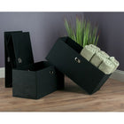 Winsome Torino Folding Fabric Baskets, Black, 3 Pack (22323)-Dimensions (each): 23"W x 10.2"D x 10.2"H