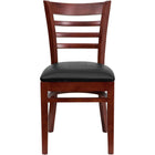 Flash Furniture HERCULES Series Ladder Back Mahogany Wood Restaurant Chair - Black Vinyl Seat-Wood Chair