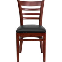 Flash Furniture HERCULES Series Ladder Back Mahogany Wood Restaurant Chair - Black Vinyl Seat-Wood Chair