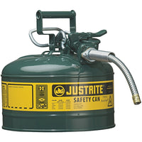 Justrite Type II AccuFlow Safety Cans, 5/8" x 11 1/2" x 12", Green-AccuFlow™ exclusive Safe-Squeeze® trigger mechanism allows for smooth flow and accurate pouring
