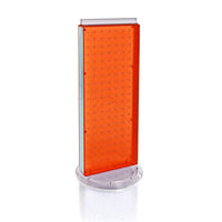 Azar Displays 20" x 8" 2-Sided Revolving Pegboard Counter Unit, Orange (700508-ORG)-Two-sided display stands on a clear plastic revolving base, providing easy customer access