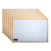 Office Works Wooden Magnetic Dry-Erase White Board, 17.5 x 23.5 inches, Beige, 6 Pieces-Set: comes with two metal hangers for easy wall display and 2 round magnets (1 x red and 1 x black)