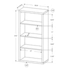 Monarch Specialties 7059 48"H Bookcase - White With Adjustable Shelves-Chic white finish on all sides