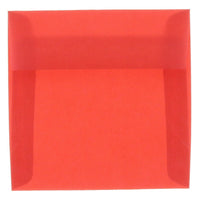 JAM Paper 6.5 x 6.5 Square Envelopes, Red Translucent Vellum, 50 Pack (1592122I)-Primary red translucent envelope