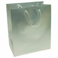 JAM Paper Foil Gift Bags with Rope Handle - Medium - 8 x 10 x 4 - Silver - 3/Pack-Color: Silver