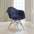 Flash Furniture Alonza Series Navy Plastic Chair with Wooden Legs-Protective Plastic Floor Glides