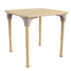 Flash Furniture Bright Beginnings 24" Square Commercial Grade Wooden Adjustable Height Classroom Activity Table - Beech-Floor Protector Plastic Glides Prevent Indoor Flooring Damage
