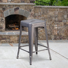 Flash Furniture 24" High Backless Clear Coated Metal Indoor Counter Height Stool with Square Seat-Backless Design