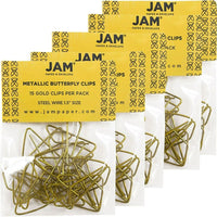 JAM Paper Butterfly Paper Clips, Gold Paperclips, 5 Pack (2210016346g)-Gold