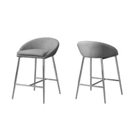 Monarch Specialties 2298 Barstool - Grey Fabric/Chrome/Counter Height - 2 Pack-Set of 2 counter height bar stools