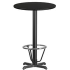 Flash Furniture Laminate 24" Round X-Base Table, Black (XURD24BKT22B3F)-Bar Height Hospitality Table