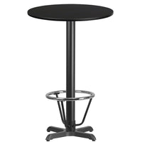 Flash Furniture Laminate 24" Round X-Base Table, Black (XURD24BKT22B3F)-Bar Height Hospitality Table