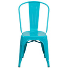 Flash Furniture Commercial Grade Crystal Teal-Blue Metal Indoor-Outdoor Stackable Chair-Set of 4 Stackable Bistro Style Chairs