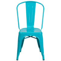 Flash Furniture Commercial Grade Crystal Teal-Blue Metal Indoor-Outdoor Stackable Chair-Set of 4 Stackable Bistro Style Chairs