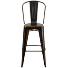 Flash Furniture 30" High Distressed Copper Metal Indoor-Outdoor Barstool with Back-Drain Holes in Seat