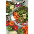 Euro Cuisine 2-Tier, 17-Quart Stainless Steel Electric Food Steamer (FS2500)-Cooks variety of food in the two steam baskets at the same time.