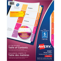 Avery Ready Index Numbered (1-5) Divider Tabs - Letter Size - 5 Tabs-5 tabs