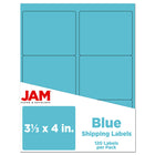 JAM Paper Laser/Inkjet Address Label - 4" x 3-3/8" - Blue - 120 Pack-English only packaging