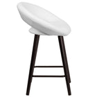 Flash Furniture Kelsey Series 24" High Contemporary Cappuccino Wood Counter Height Stool - White Vinyl-Rounded Low Back Design