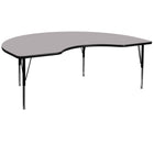 Flash Furniture 48''W x 96''L Kidney Shaped Activity Table with Thermal Fused Top and Height Adjustable Pre-School Legs, Grey-Grey Laminate