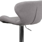Flash Furniture Contemporary Grey Fabric Adjustable Height Barstool with Curved Back & Chrome Base - Grey Fabric-CA117 Fire Retardant Foam