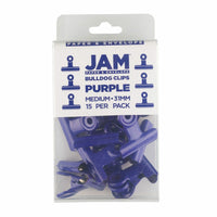 JAM Paper Metal Bulldog Clips - Medium - 31mm - Purple - 15 Pack-Color: Purple
