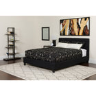 Flash Furniture Tribeca Full Size Tufted Upholstered Platform Bed with Pocket Spring Mattress - Black Fabric-Panel Headboard