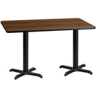 Flash Furniture 30'' x 60'' Rectangular Laminate Table Top, Walnut with 22'' x 22'' Table-Height Bases (XUWA3060T2222)-Hospitality Table