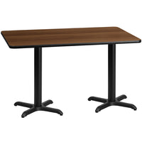 Flash Furniture 30'' x 60'' Rectangular Laminate Table Top, Walnut with 22'' x 22'' Table-Height Bases (XUWA3060T2222)-Hospitality Table