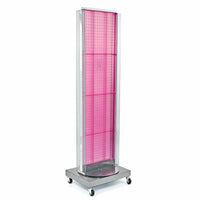 Azar Displays Pegboard Floor Stand, Revolving Base, 60" x 16", Pink (700258-PNK)-Made from pegboard