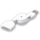 Electronic Master 3' iPod Male to USB Male Retractable Cable, 1.2" x 5.5" x 7.9", White-Cable can be retractable for convenience use