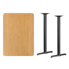 Flash Furniture 30" x 42" Rectangular Natural Laminate Table Top with 5" x 22" Bar Height Table Bases-Natural Laminate Top
